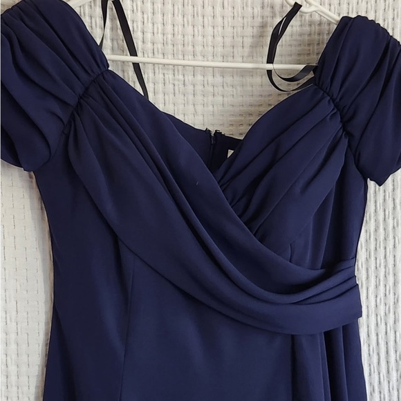 Chic Off-Shoulder Navy Dress - Picture 5 of 13